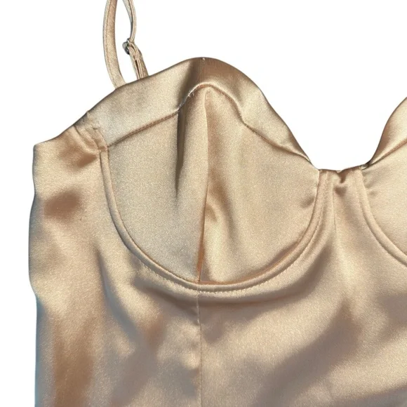 Zara Cream Satin Bodysuit NWOT - Picture 5 of 14
